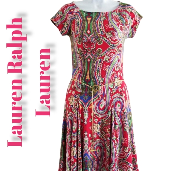 LAUREN RALPH LAUREN Red Paisley Dress - XS - ⭐Host Pick⭐ - Picture 2 of 11